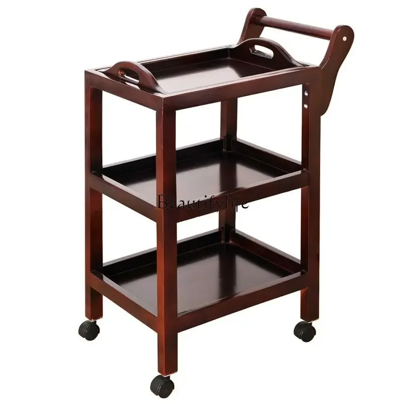 

Wooden Small Basket Trolley for Beauty Salon Installation-Free Household Storage Removable Multilayer Storage