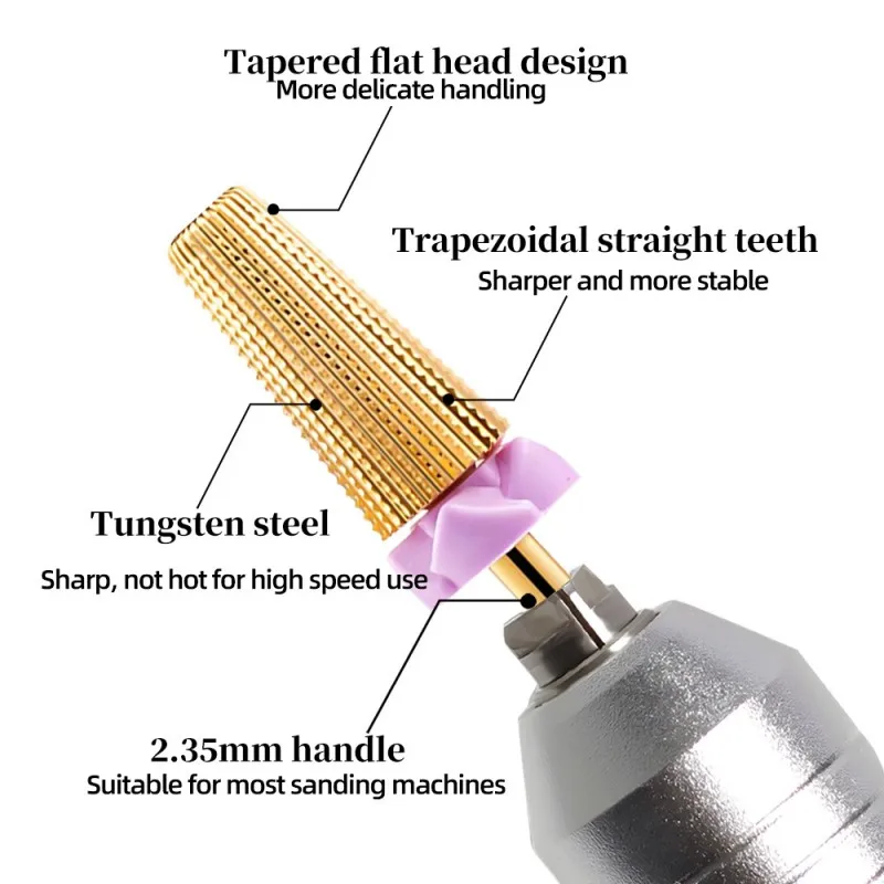 Nail Drill Bits 5 in 1 Tungsten Steel for Manicure 1 PC