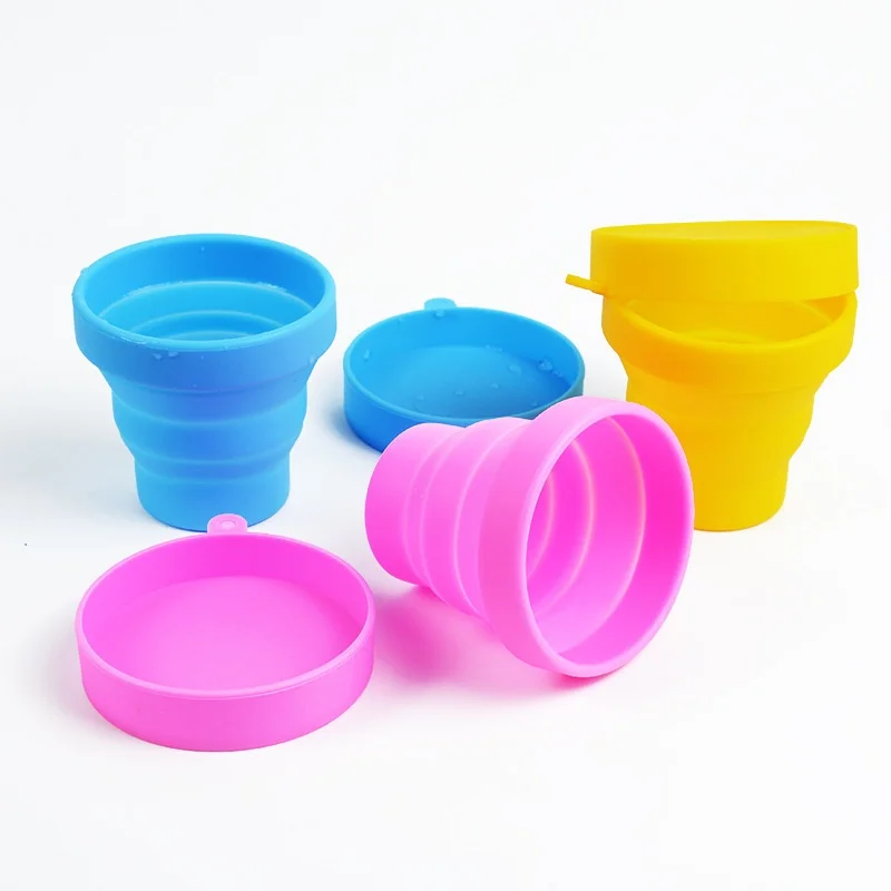 

20pcs/lot Folding Cup Telescopic Silicone Teacup Outdoor Portable Travel Coffee Mini Retractable Drinking Mug with Lid Hot Sale