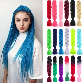 24 Inches DIY Jumbo Braiding Hair Synthetic Hair Extensions Afro Ombre Crochet Braid Hair Wholesale For Women