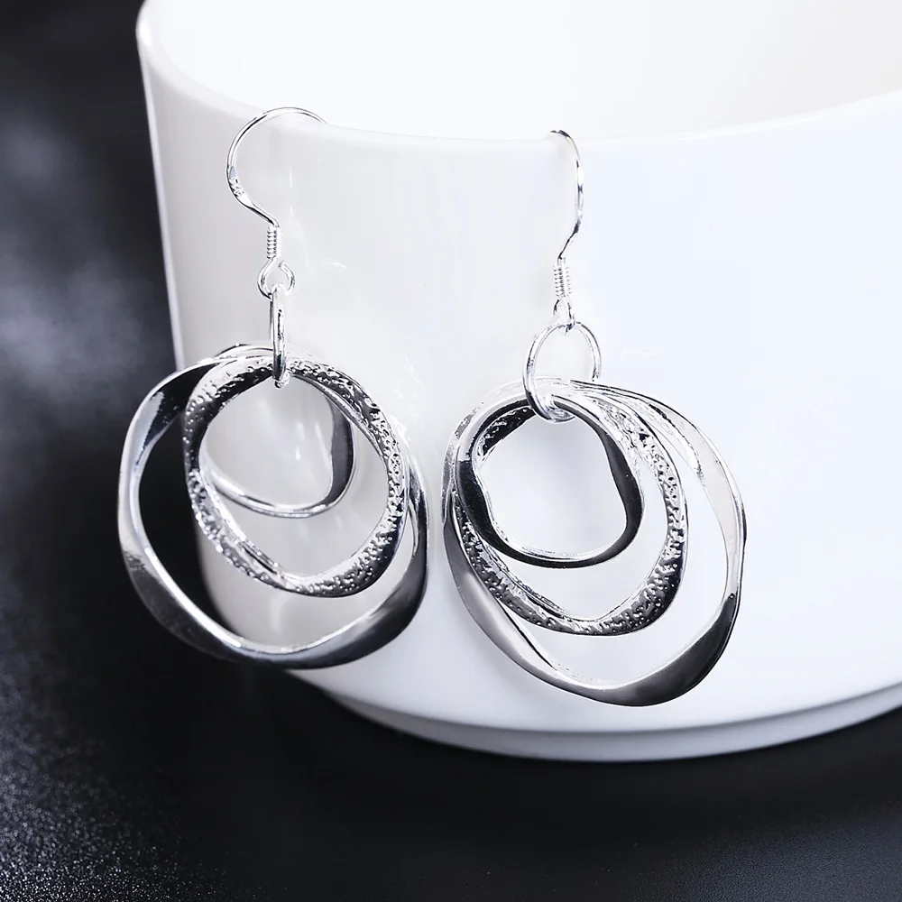 Charms 925 Sterling Silber Kreis-Ohrringe für Damen, Hochzeit, Verlobung, Party, Modeschmuck – Detail 2