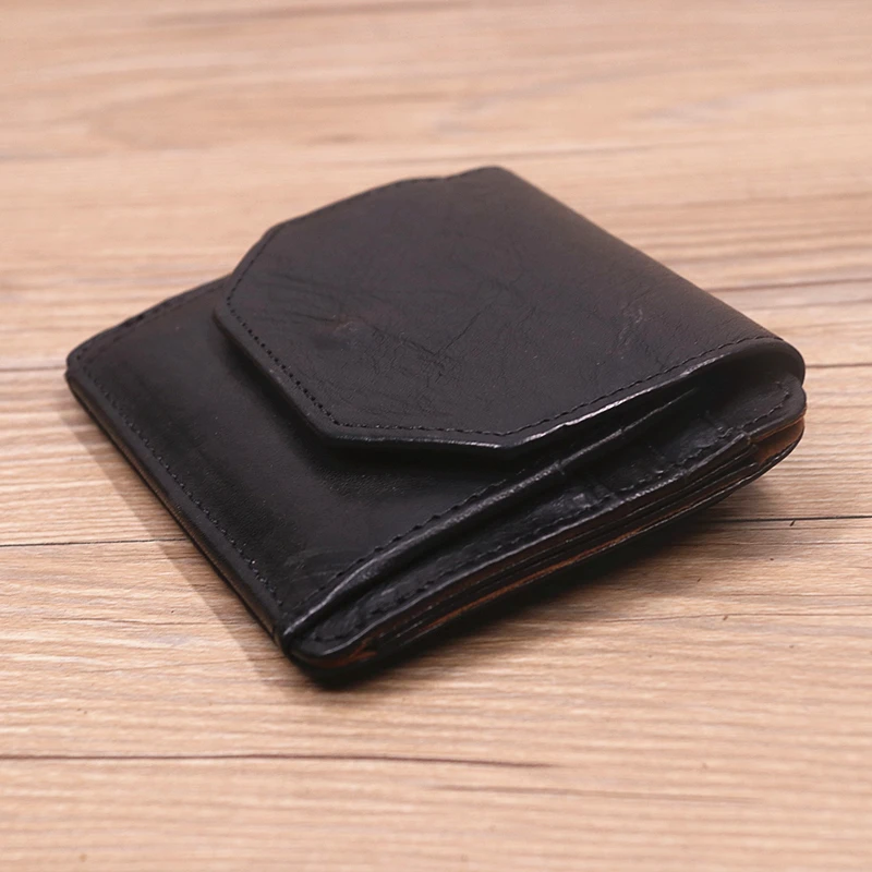 Echtleder-Geldbörse für Herren, RFID-blockierend, Original-Rindsleder, Vintage, kurze Herren-Geldbörse mit Kartenhalter, Ausweisfenster, Münzfach – Detail 19