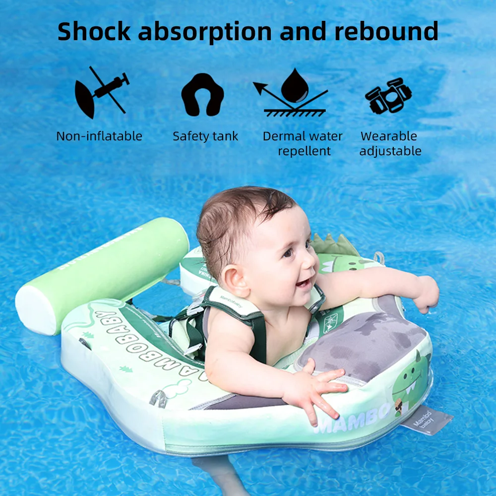 Mambobaby Baby Swim Float Non-inflatable Baby Swimming Float Ring Waterproof Swim Trainer Pool Float with Sun Canopy for 3-24 3