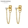 YUXINTOME 1 PC 925 en argent Sterling aiguille d'oreille coloré Zircon chaîne gland boucles d'oreilles pour les femmes deux trous boucle d'oreille bijoux A45