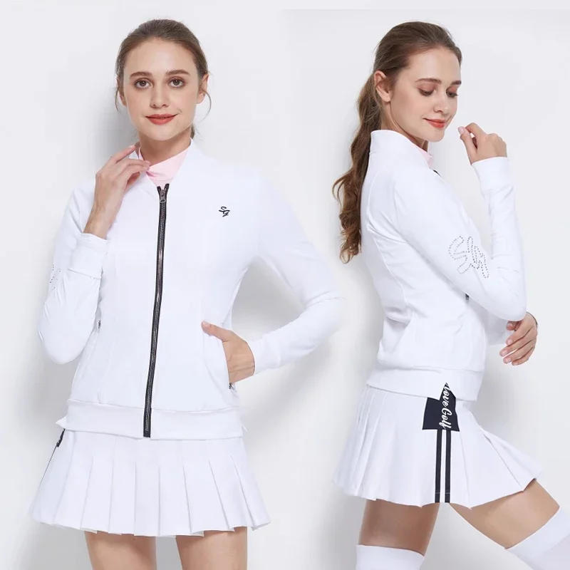SG Golf Women's Trench Coat Autumn and Winter Elastic Warm Jacket Golf Clothing Zipper Slim-fit Sports Casual Tennis Tops Ladies