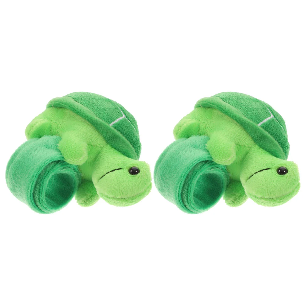 

2 Pcs Mountain Turtle Snap Ring Slap Rings Stuffed Animal Bracelet Festival Bracelets Wristlet Strap Bulk Toy