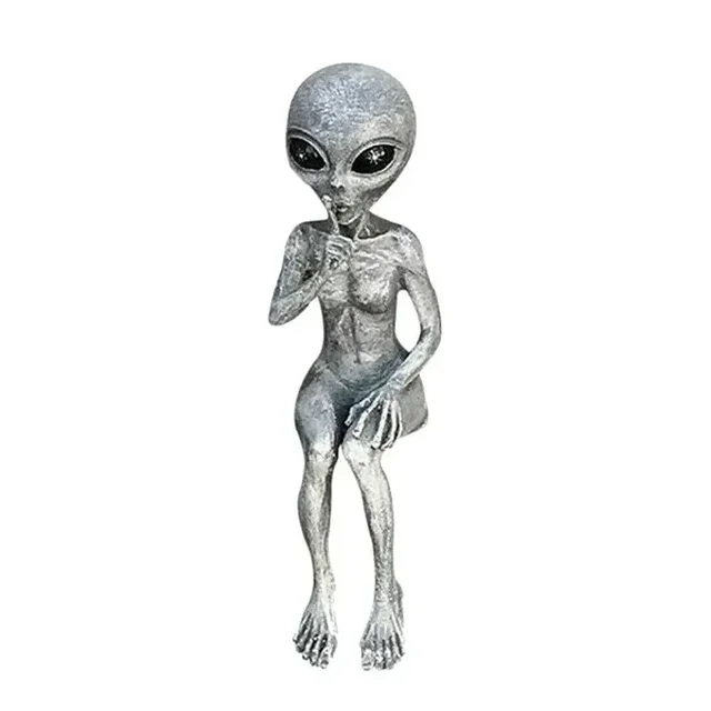 Statue d'alien en résine drôle, décoration de jardin extérieur, Sculpture naine ovni, décoration de bureau pour la maison, Halloween, ornements de noël 5