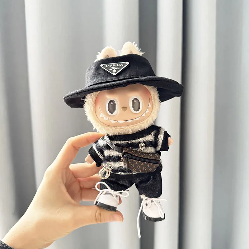 Labubu 15-17cm Blind Box Vinyl Doll Set – Luxury Clothes, Sweater, Shoes, Hat & Bag Keychain Accessories 3