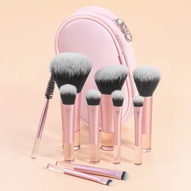 10pcs Mini Makeup Brush Set Powder Eyeshadow Foundation Blush Blender Concealer Beauty Makeup Tools Brush Professional Supplies 1