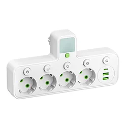 European Multi - Socket Wall Power Plug Adapter (4 White USB)