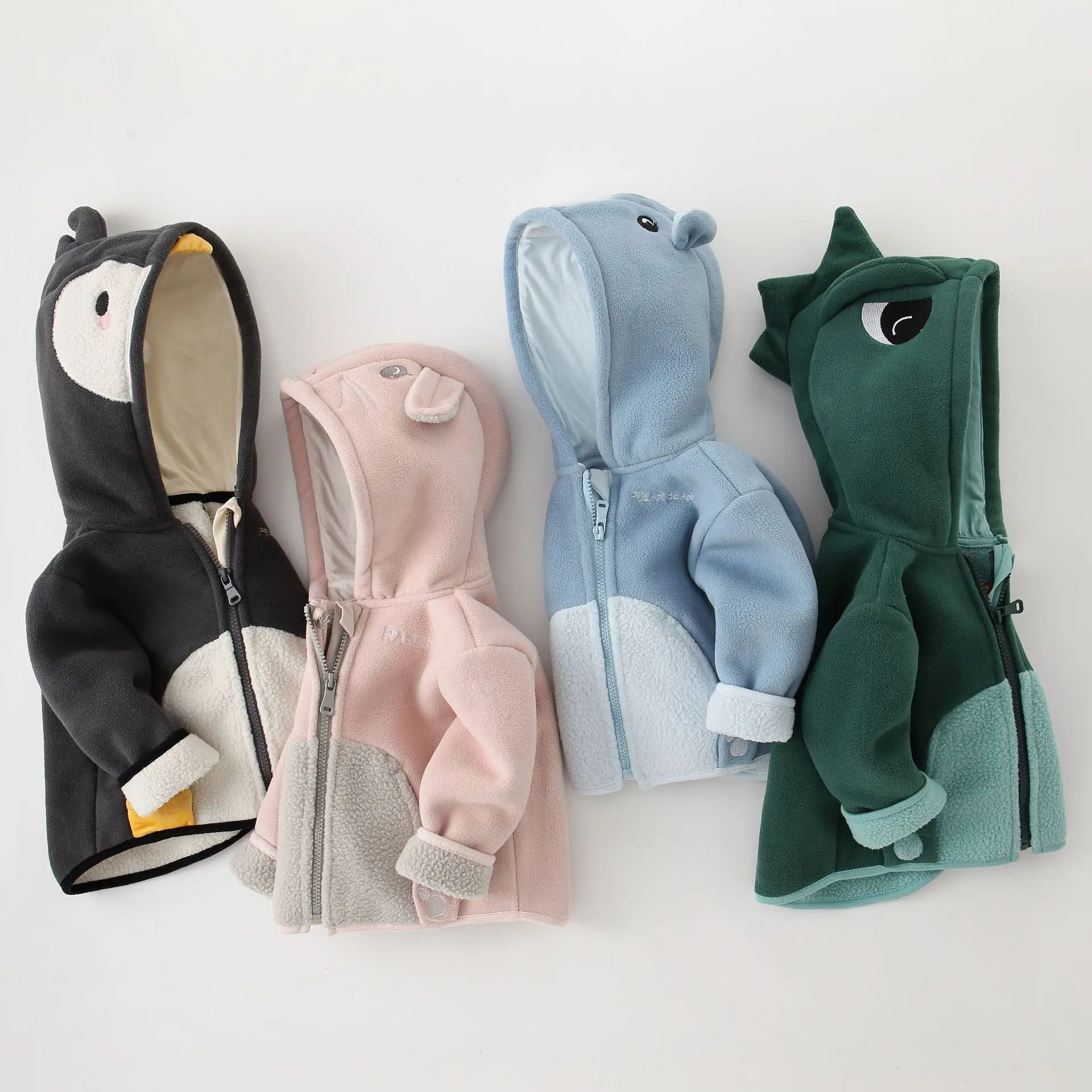 

2022 Autumn Cartoon Girls Boys Fleece Windbreaker Jacket For Kids Fashion Long Sleeve Hooded Warm Kawaii Jacket For Girls Coats
