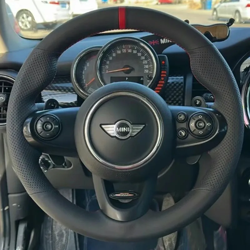 Steering Wheel Cover Hand-stitched Suede&leather Full Coverage For Mini Cooper S JCW F54 F55 F56 F57 F60 Countryman