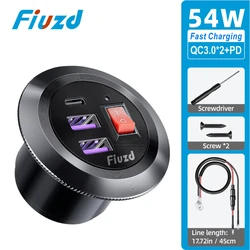 High - Speed Dual USB - C Car Charger with LED Switch - 54W Fast Charging (AAC)