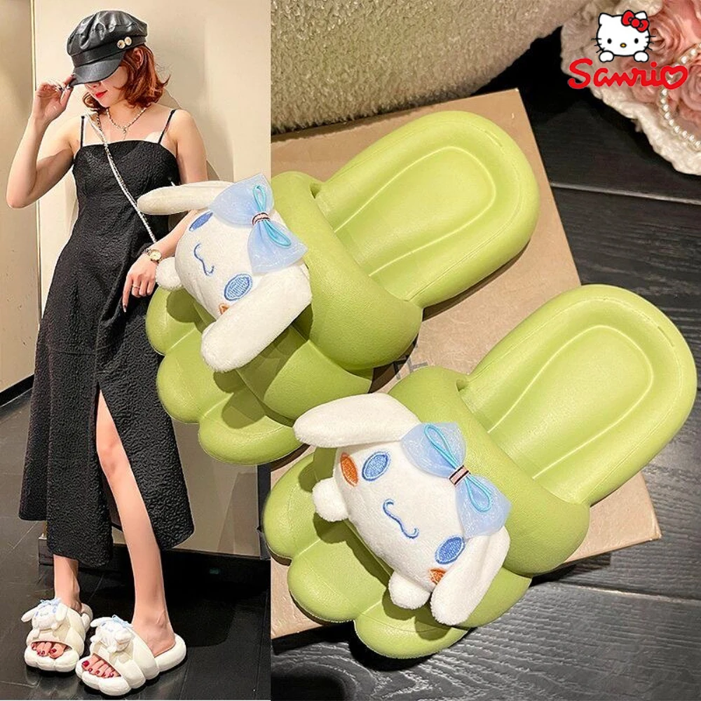 

Anime Sanrio Slippers Kawaii Kuromi My Melody Cinnamoroll Soft Sole Eva Outdoor Indoor Shoes Girl Bathroom Non-Slip Flip Flops