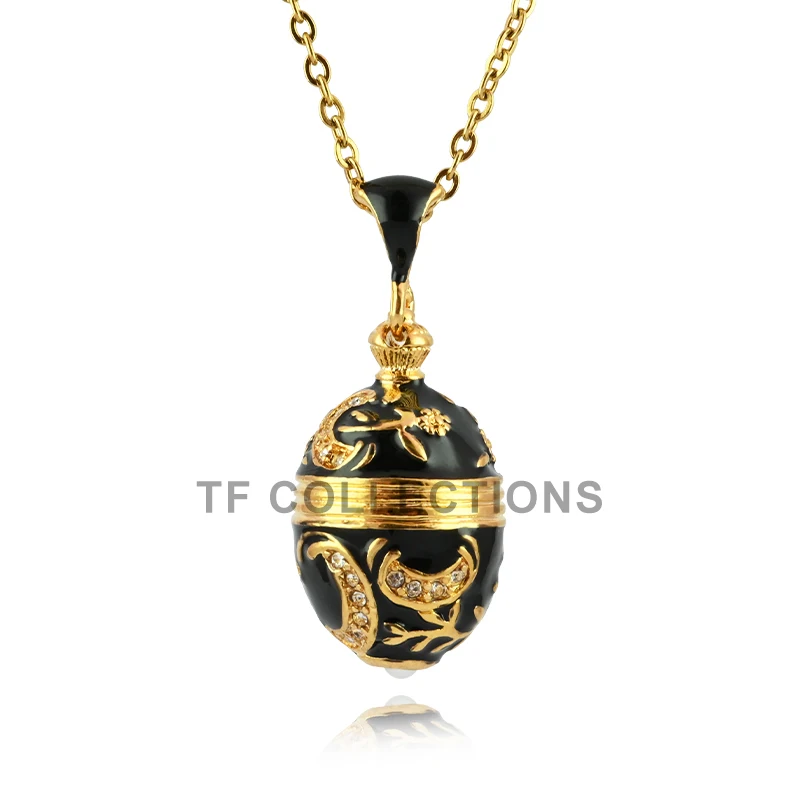 YAFFIL 2025 Fashion Necklace and Pendant Enamel Handmade Jewelry Brass Vintage Egg Pendant Charm Crystal Rhinestone Girl Gift 5