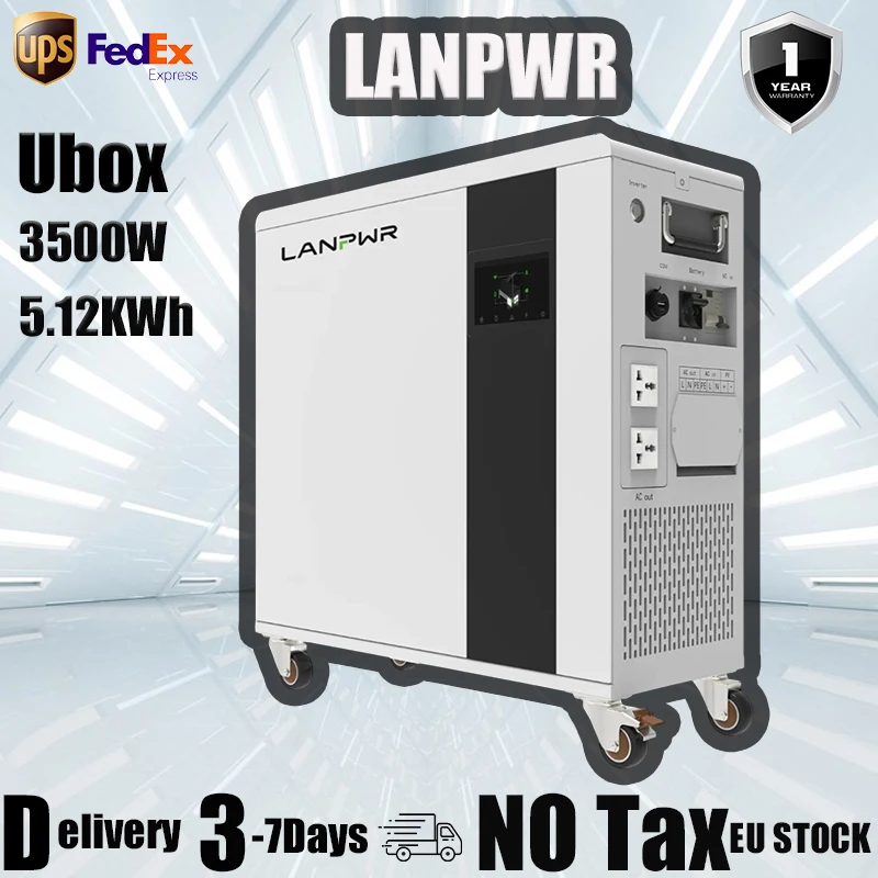 Estación de energía portátil LANPWR Ufox 3500W, generador solar 5.12KWH con batería de litio LiFePO4, fuente de energía móvil para el hogar, exteriores y camping.
