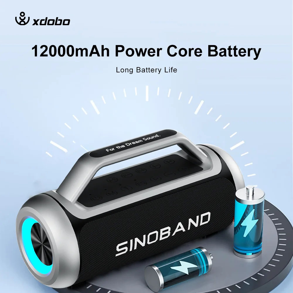 Xdobo Sinoband 고출력 휴대용 무선 120W BT 5.3 강력한 사운드 파티 카라오케 슈퍼 베이스 스피커 2개의 마이크 포함
