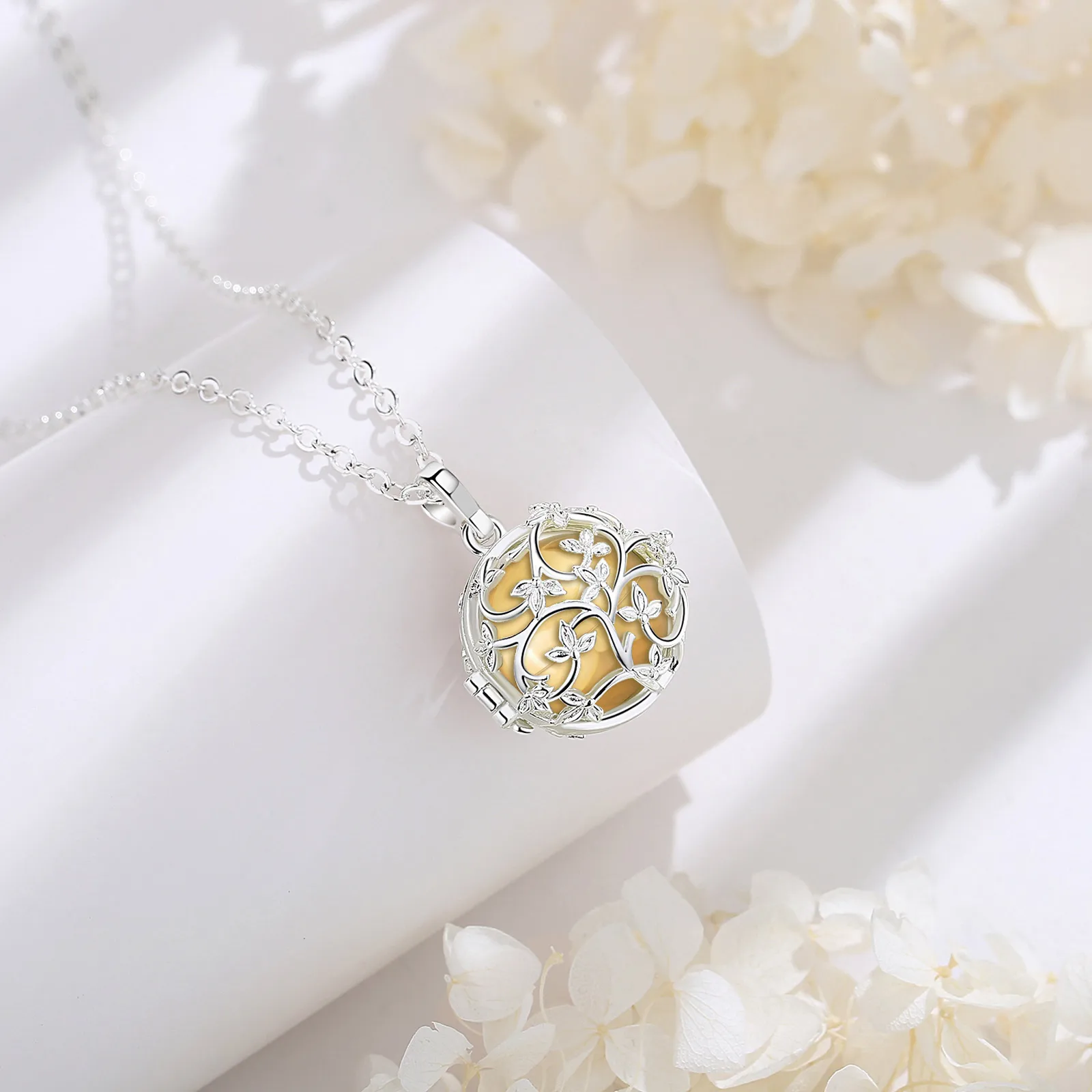 Eudora 18mm Urn Cremation Flower Cage Locket Ash Pendant Holder Keepsake Capsule Hollow Ball DIY Necklace Women Jewelry Gift 5