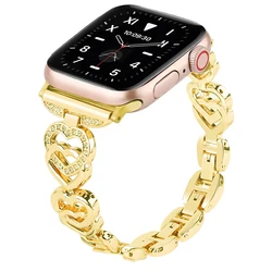Elegant Diamond Metal Bracelet for Apple Watch - Women's Jewelry Strap (Gold)