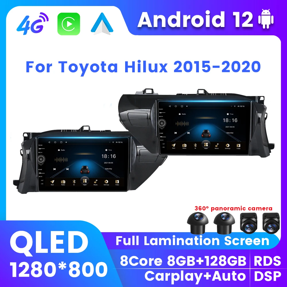 

2Din QLED Android автомобильный экран для Toyota Hilux 2015 2016 2017 - 2020 GPS беспроводной Carplay DSP Авторадио Стерео Радио все в одном