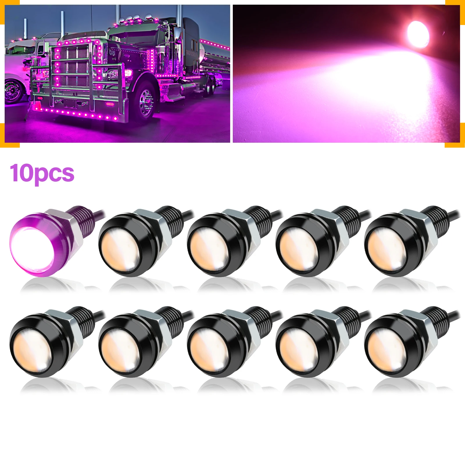 10PCS 0,7 in/18mm Mini Auto Eagle Eye DRL Led Tagfahrlicht LED 12V Backup Rückfahr parkplatz Signal Autos Lampen – Detail 13