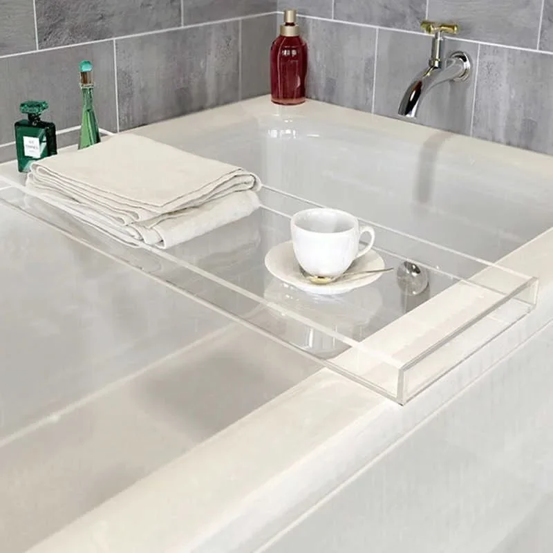 Acrylic Nordic Transparent Bathtub Tray Spa Holder Bath Table Storage Organizer for Bathroom Bath Tub Accessories 82x20x3cm