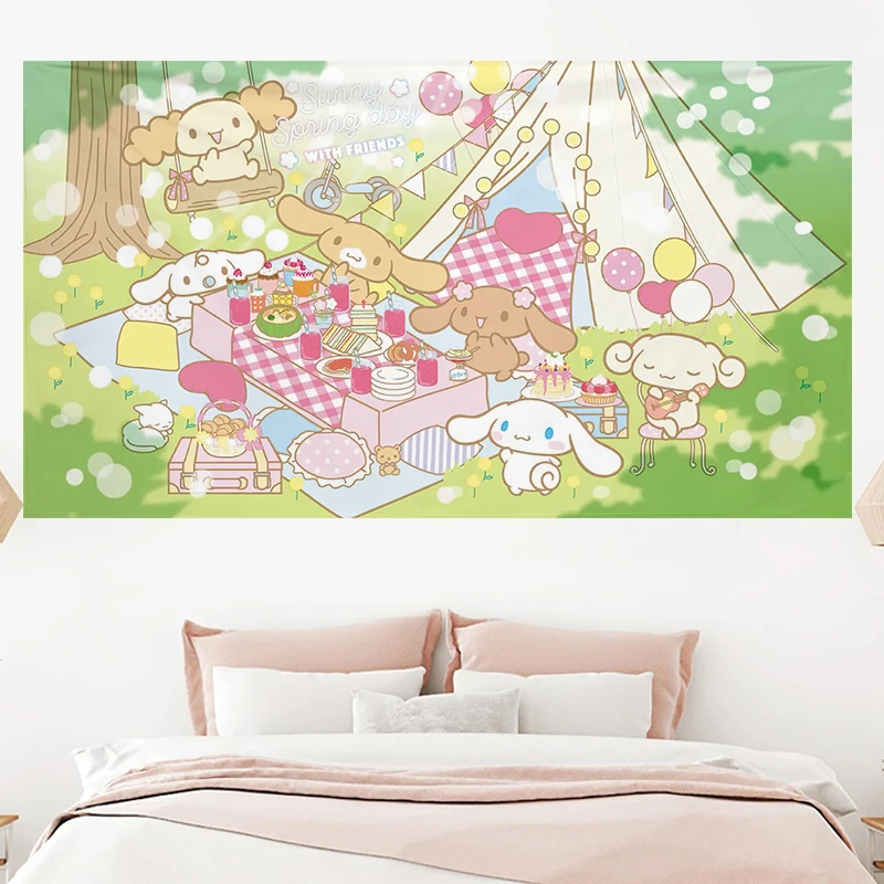 90-200cm Japanese Anime Tapestry Wall Hanging Room Decor Kawaii Sanrio  Cinnamoroll Cloth Tapestry Bedroom Background Decoration - AliExpress