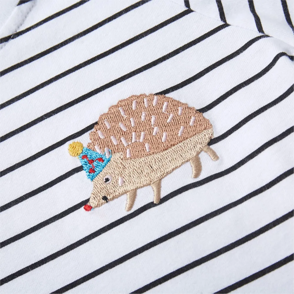 Striped Children's Clothing Summer Kids Clothes Baby Girls Boys T Shirts Cartoon Hedgehog Cotton Tops Tees