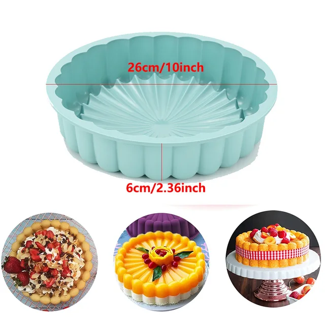 Silicone Cake Pan 10in Air Fryers Oven Baking Tray Round Silicone Cakes Pan Sponge Flan Mold Shortcake Baking Pan Silicone Molds 5