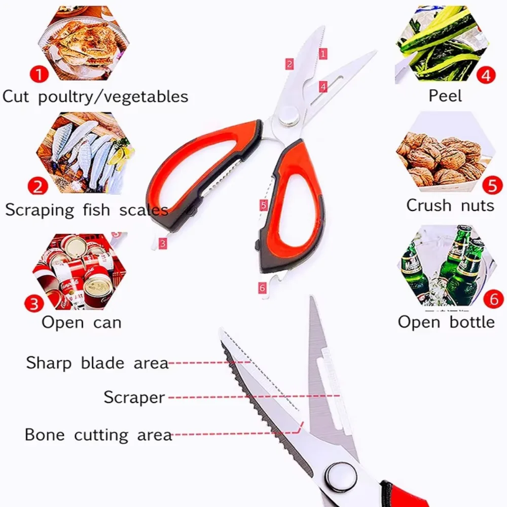 Kitchen Shears Heavy Duty Kitchen Scissors with Holder for Meat/Vegetables/BBQ/HerbsKitchen Accessories Cooking Tools - 4