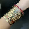 Geometric Rectangle Iced Out Bling Cubic Zirconia Colorful CZ Band Bangle for Women Gold Color Fashion Bracelet Jewelry 6