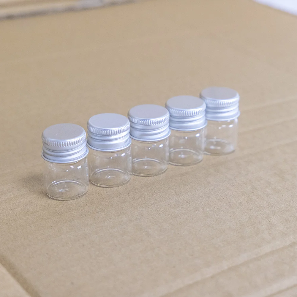 6pcs Mini Glass Bottle with Aluminum Cap 5ml 10ml 15ml 20ml 25ml 30ml Glass Test Tube Jars Message Vials Decoration Containers 5
