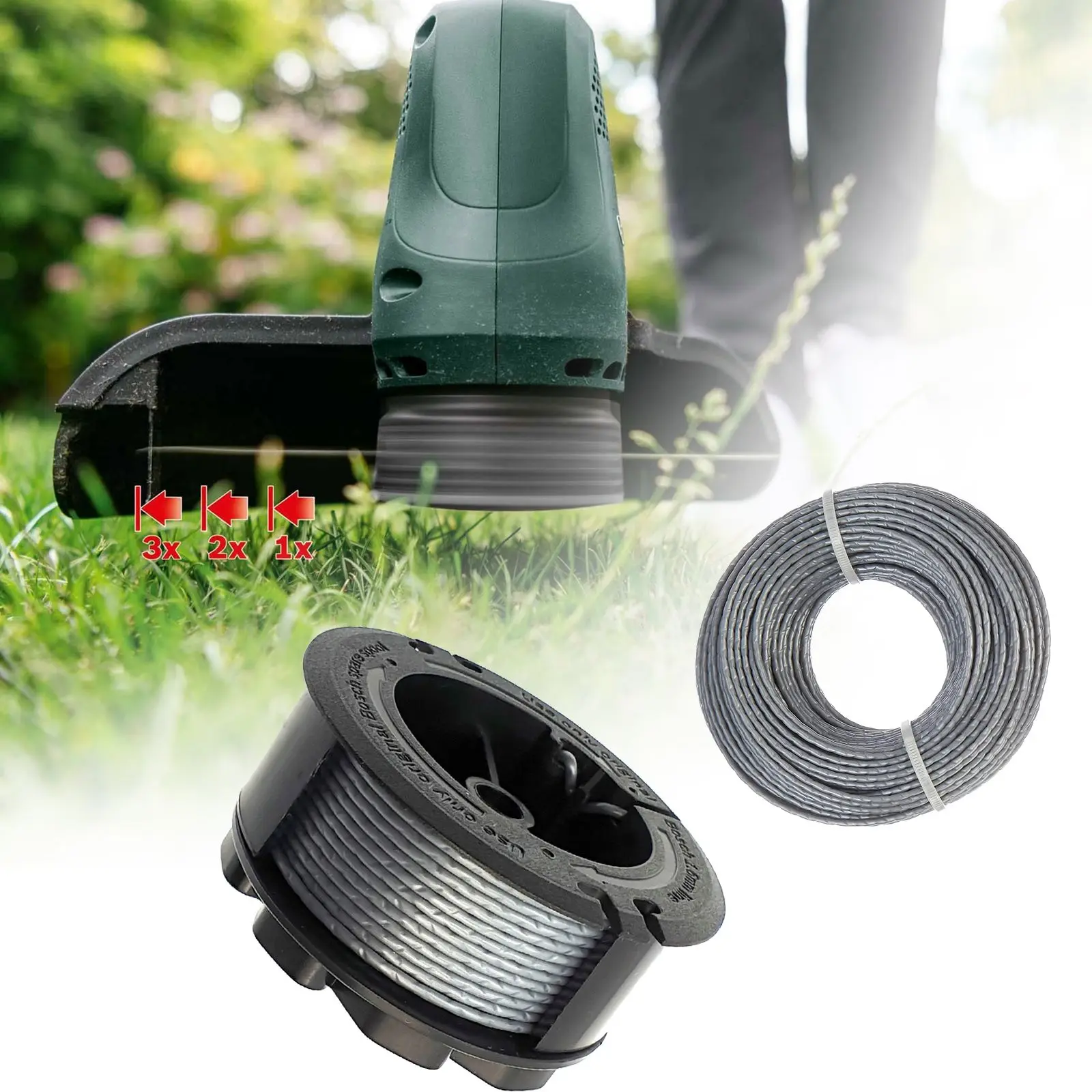 

2Pcs/Set For Bosch Trimmer Line 24m ×1.6mm F016800462 + Thread Spool 6mx1.6mm ‎F016800570 For ART 23 Grass Trimmer