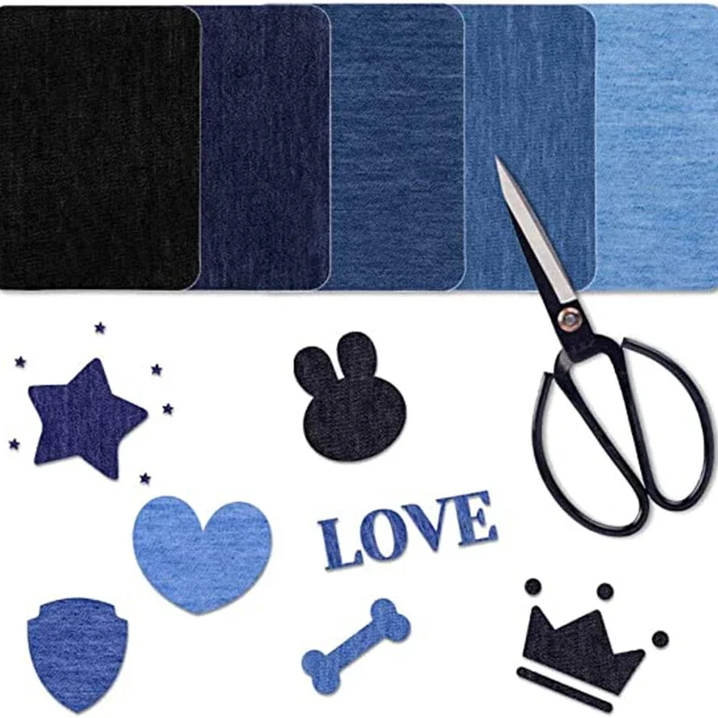 Premium Denim Iron-On Patches Set - Self-Adhesive Jean Repair & DIY Sewing Kit
