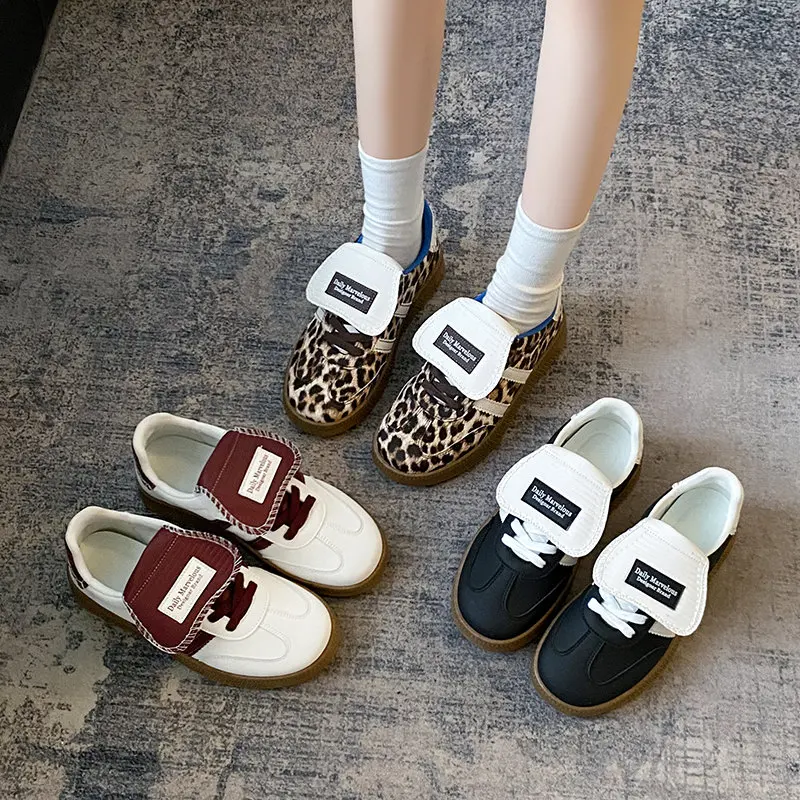 Retro Leopard Women's Casual Shoes Comfortable Breathable Trendy Shoes Woman Non-Slip Wear-Resistant Skateboard Sneakers Female