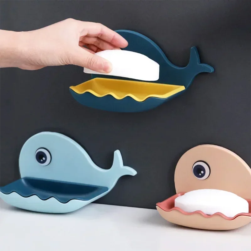 

Whale Shape No-Punch Soap Holder Bathroom Drainage Box Wall-mounted Storage Rack