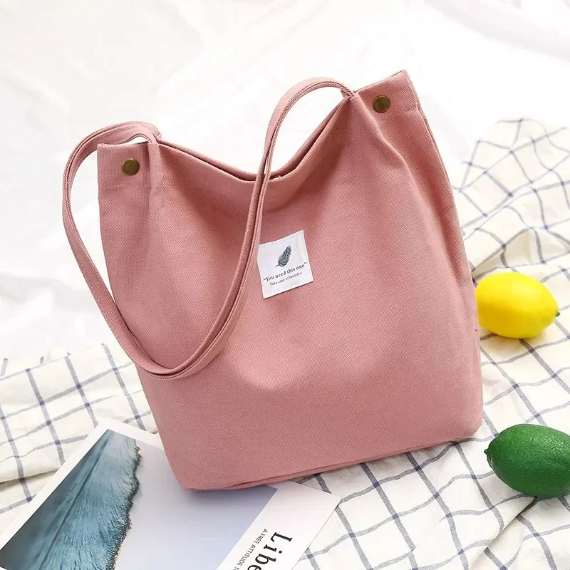 

Women Corduroy Shopping Bag Girl Canvas Cloth Shoulder Bag Environmental Storage Handbag Reusable Foldable Eco Grocery Totes