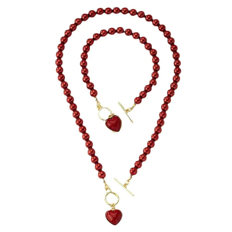 2 Pieces Women's Creative Pearl Love Jewelry Set Necklace Bracelet For Weddings Banquets Parties Festivals Gifts jewelry sets