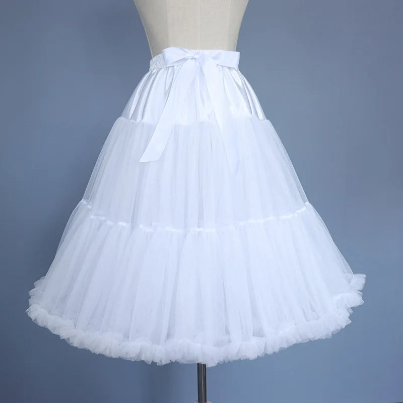 55CM Length Women Elastic Waist Puffy Tulle Petticoat Princess Ballet Dance Crinoline Lolita Cosplay Underskirt Swing Tutu Skirt