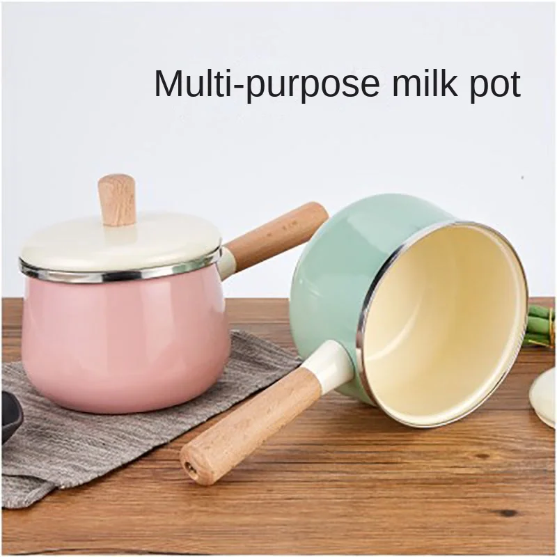 

Household baby food supplement pot non-stick enamel milk pot thickened enamel pot enamel pot integration