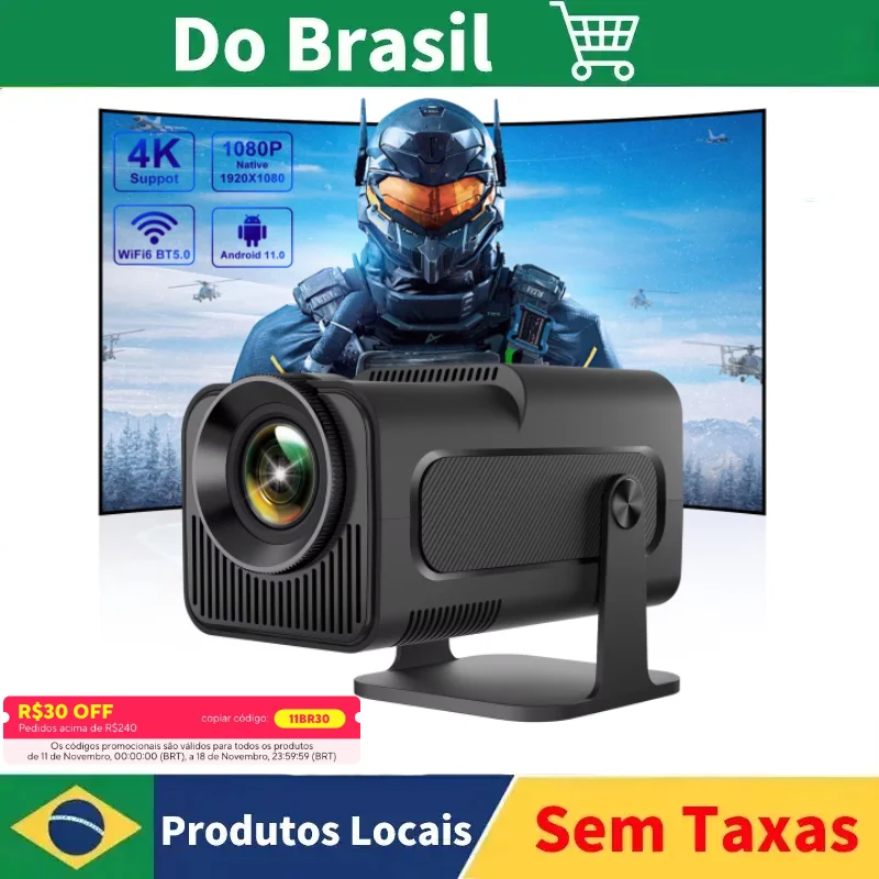 Salange HY320 Smart Android11 4K Projector WiFi6 BT5 390ANSI HD 1920x1080P Home Cinema Pocket Outdoor Office Portable Projector portable projector mini projector video projector