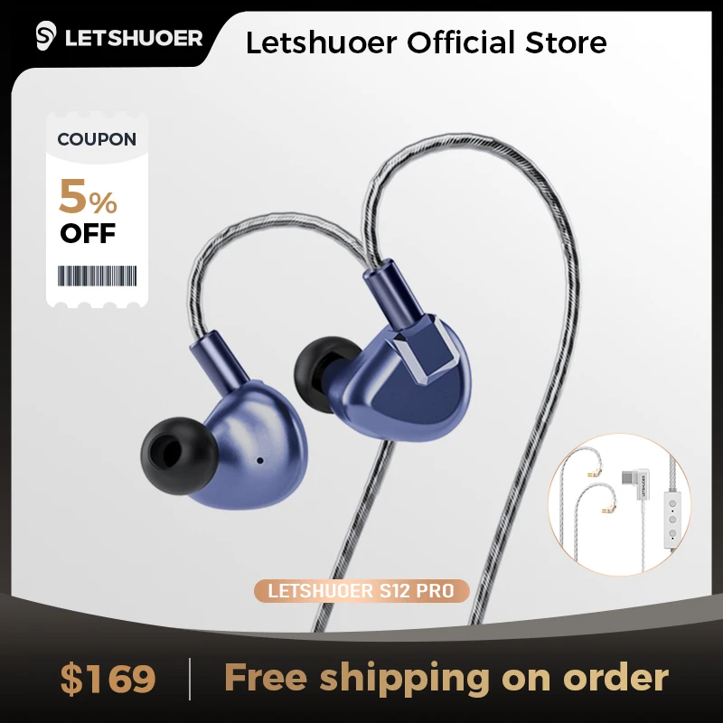 Letshuoer S12 PRO 有線インイヤー Hifi イヤホン 14.8mm 平面磁気