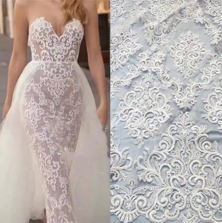 Wedding Dress Net Yarn Embroidery Lace Fabric Exquisite Diamond Diagonal Grid Flower |