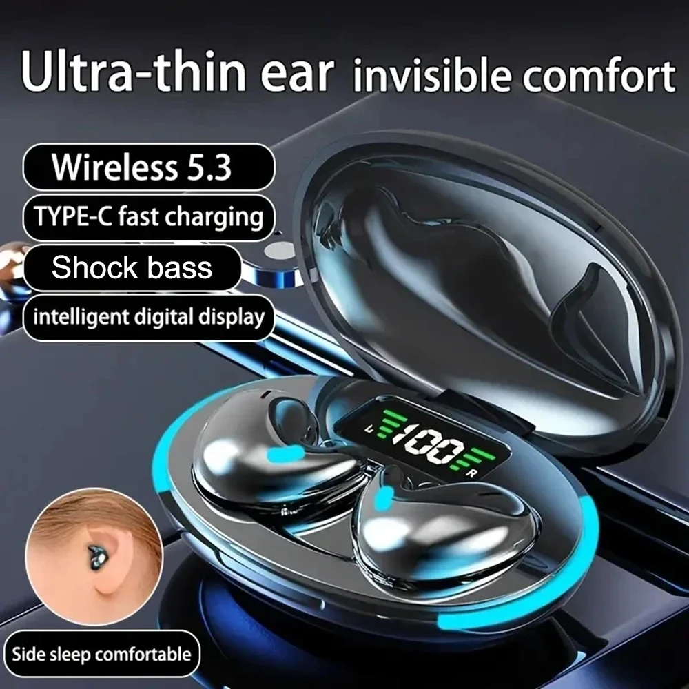 

Mini Earphone Wireless Sleep Earphone Noise Reduction Invisible Earphone Bluetooth 5.3 Touch Earbuds HIFI Music Sports Headset