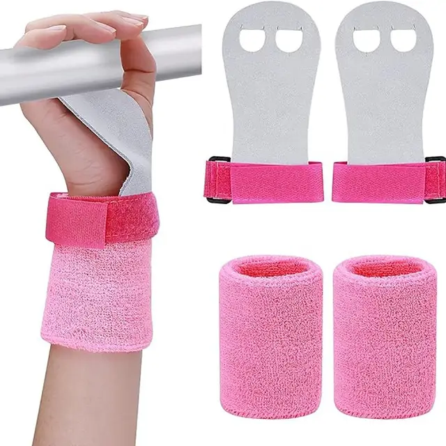 1 set  Gymnastics Grips Wristbands Sets for Girls Youth Kids Gymnastic Hand Grips Gymnastic Bar Palm Protection Wrist Support 4