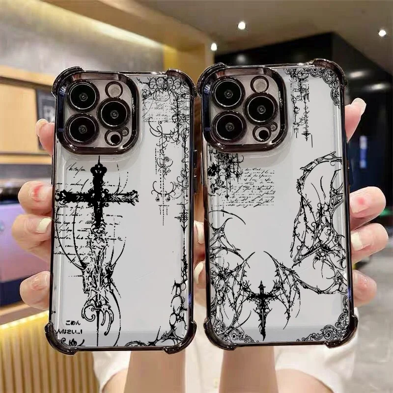 Elegant Dark Gothic Cross Mark Phone Case – Fashionable Protective Cover