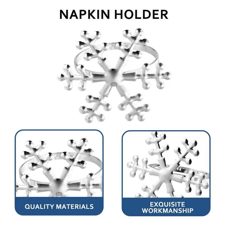 Napkin Ring Christmas Napkin Holder 1/6 Pcs Christmas Snowflake Shaped Napkin Rings Dinning Table Setting Christmas Snowflake Napkin Button Ring