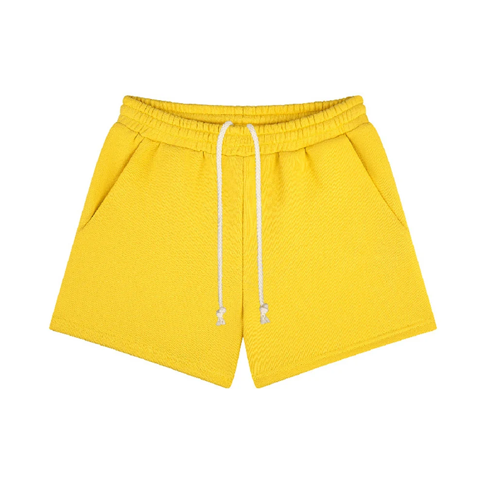 Rowan PK-K001 Pocket Drawstring Elastic Waistband Shorts Solid Sweatpants Vintage Casual Sports Unisex Bottoms 2026