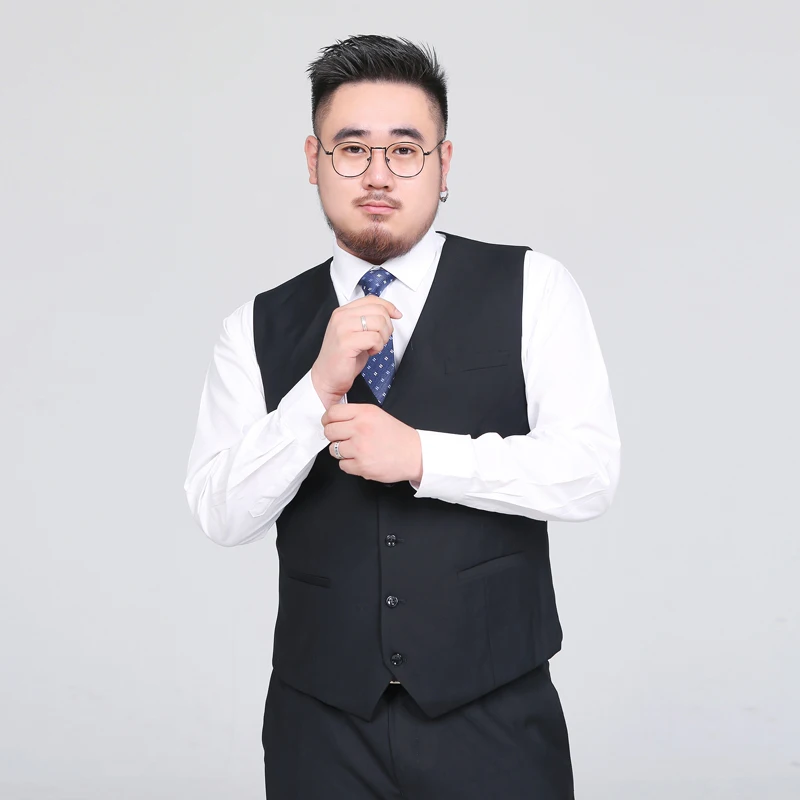 

9XL Plus Size Suit Vest Men's V-neck Sleeveless Vests Coat Blue and Black Can Choose S-7XL 8XL Very Cool Waistcoat for Fat Men