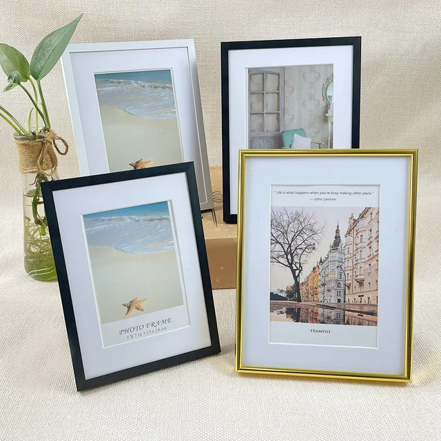 Golden Black Picture Photo Frame Aluminum 15x20 21x30 Plexiglass Mat Wall Mounting Gallery Living Room Home Decor 1